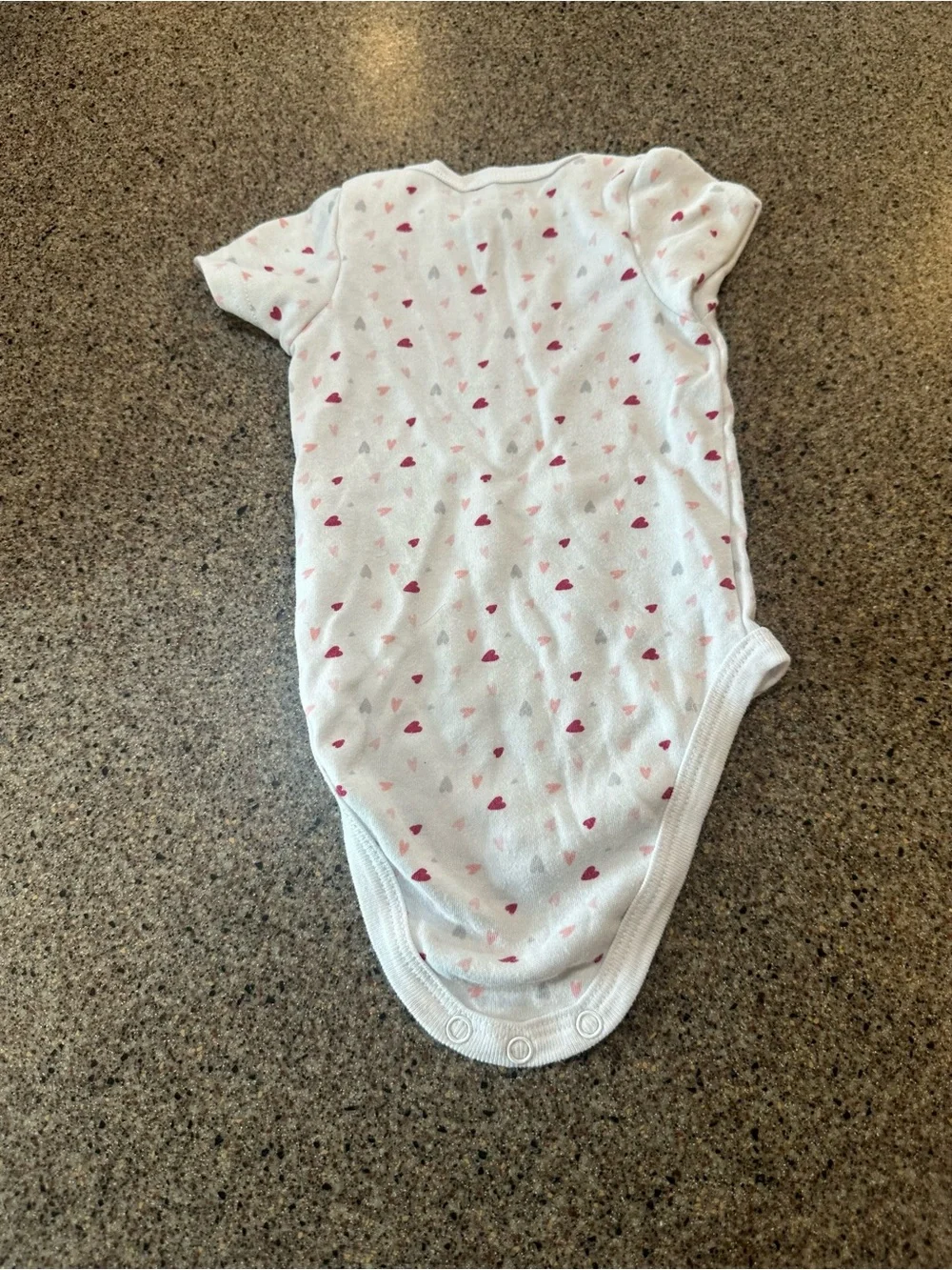 White Baby One-Piece Bodysuit with Pink Heart Print